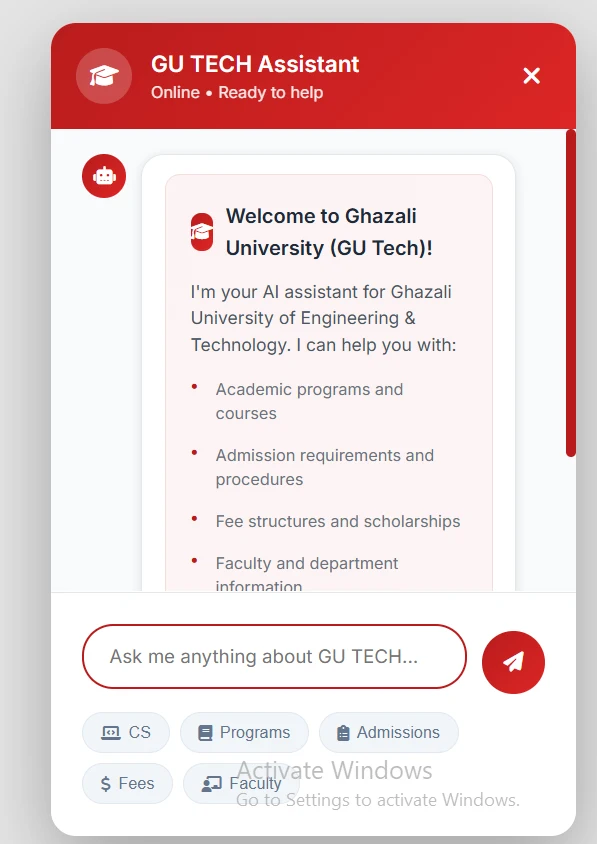 University AI Assistant product interface